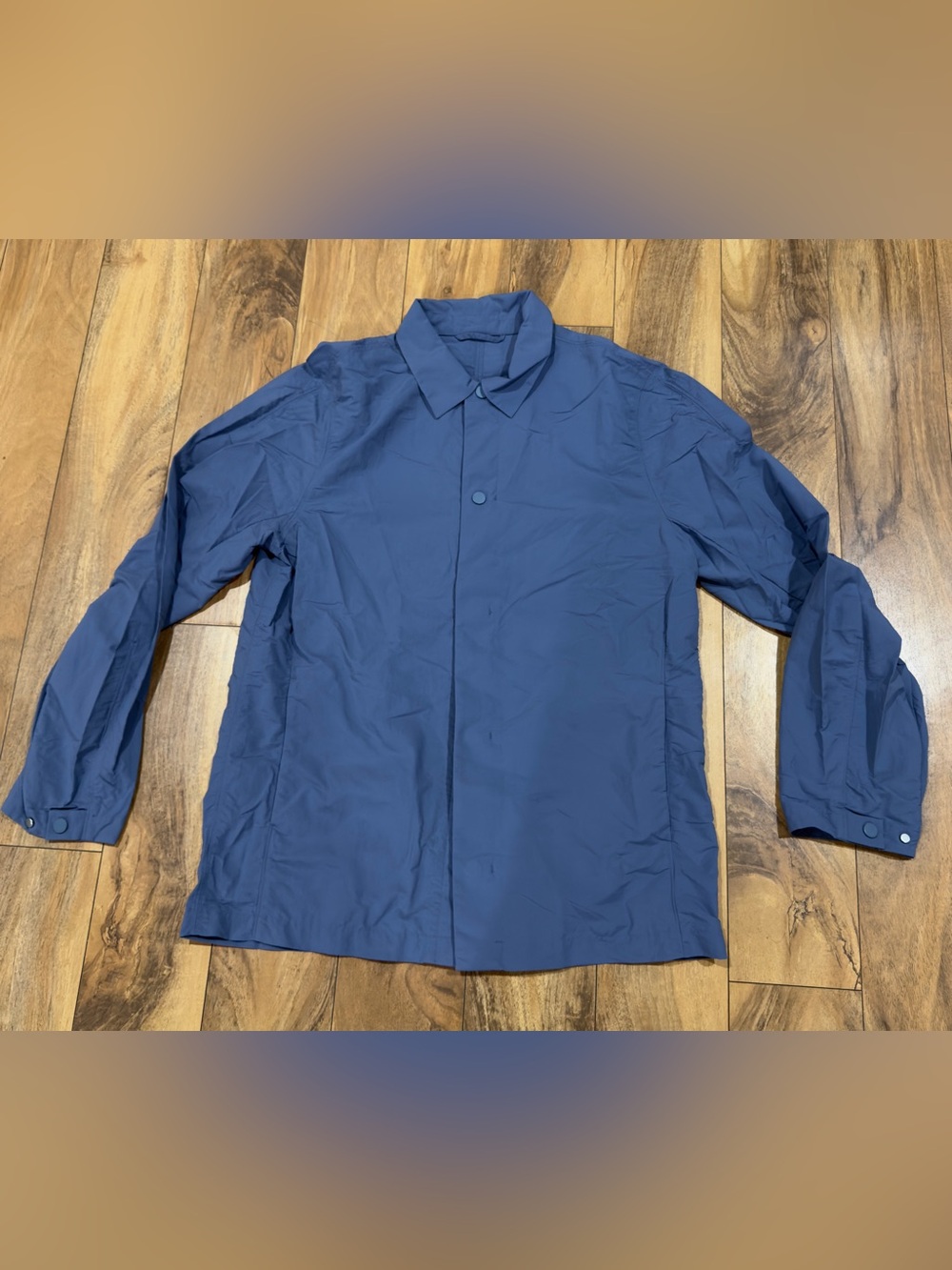 COS Men’s Blue Technical Overshirt Jacket Hidden Snap Front Lightweight Size M